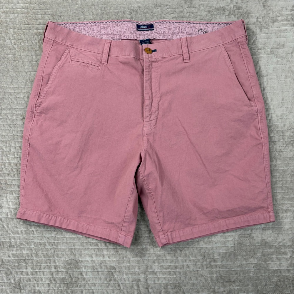 Johnnie-O Mens Chino Shorts Size 36 Pink Cotton‎ Modal Blend Flat Front Casual